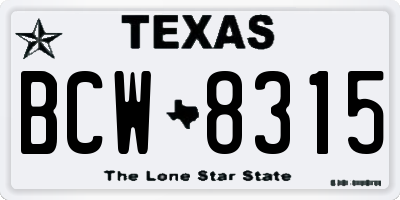 TX license plate BCW8315