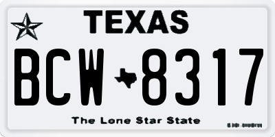 TX license plate BCW8317