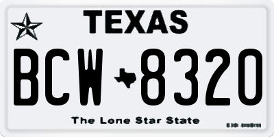 TX license plate BCW8320