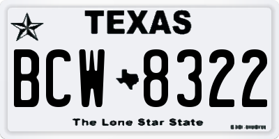TX license plate BCW8322