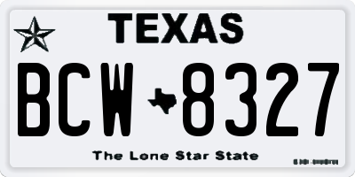 TX license plate BCW8327