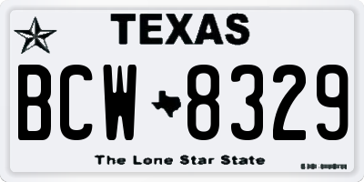 TX license plate BCW8329