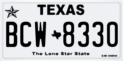 TX license plate BCW8330