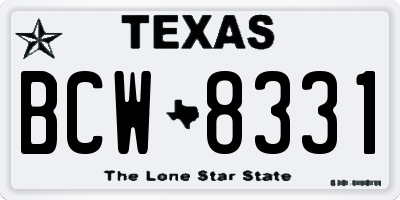 TX license plate BCW8331