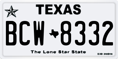 TX license plate BCW8332