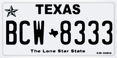TX license plate BCW8333