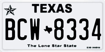 TX license plate BCW8334
