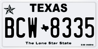 TX license plate BCW8335
