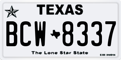 TX license plate BCW8337