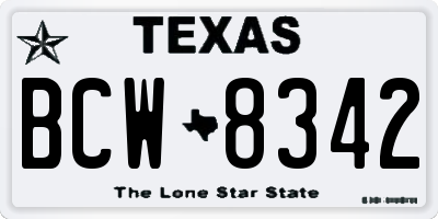TX license plate BCW8342