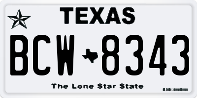 TX license plate BCW8343