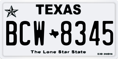 TX license plate BCW8345