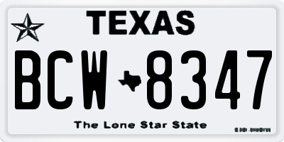 TX license plate BCW8347