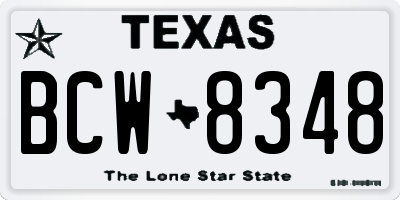 TX license plate BCW8348