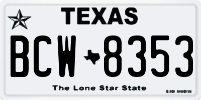 TX license plate BCW8353