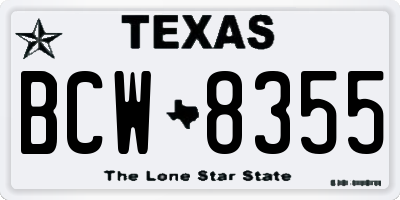 TX license plate BCW8355