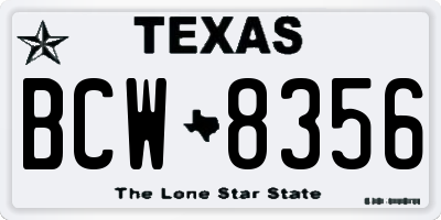 TX license plate BCW8356