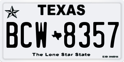 TX license plate BCW8357