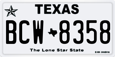TX license plate BCW8358
