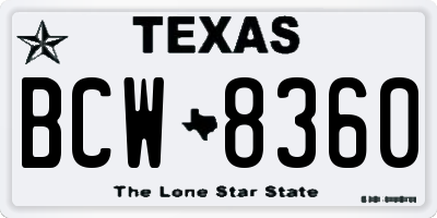 TX license plate BCW8360