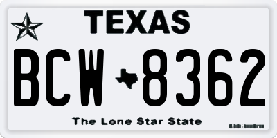 TX license plate BCW8362