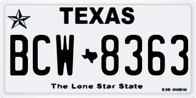 TX license plate BCW8363
