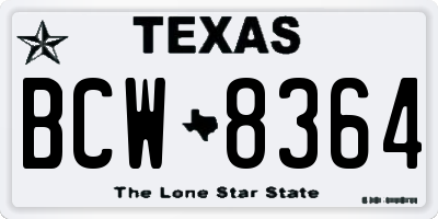 TX license plate BCW8364