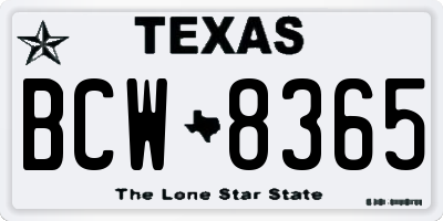 TX license plate BCW8365