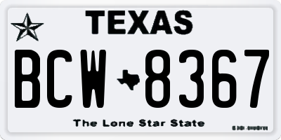 TX license plate BCW8367