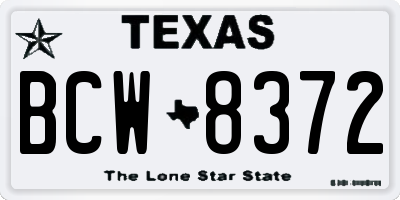 TX license plate BCW8372