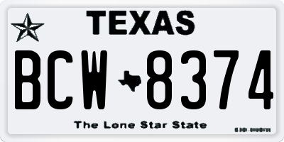 TX license plate BCW8374