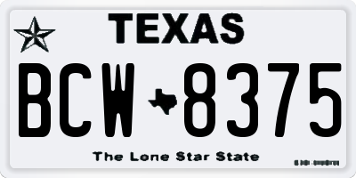 TX license plate BCW8375
