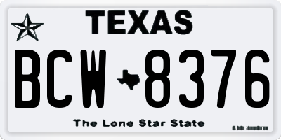 TX license plate BCW8376
