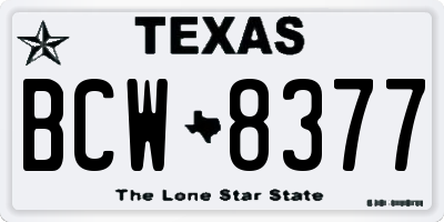 TX license plate BCW8377