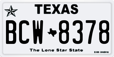 TX license plate BCW8378
