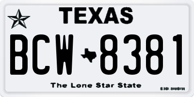 TX license plate BCW8381