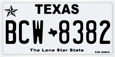 TX license plate BCW8382