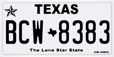 TX license plate BCW8383