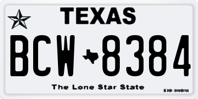 TX license plate BCW8384