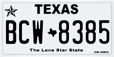 TX license plate BCW8385