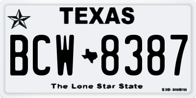 TX license plate BCW8387