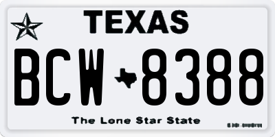 TX license plate BCW8388