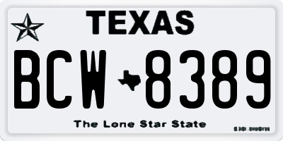 TX license plate BCW8389