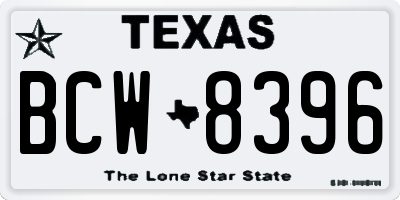 TX license plate BCW8396