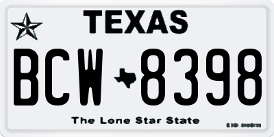 TX license plate BCW8398