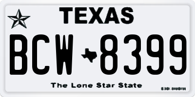 TX license plate BCW8399
