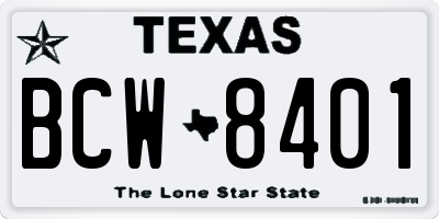 TX license plate BCW8401
