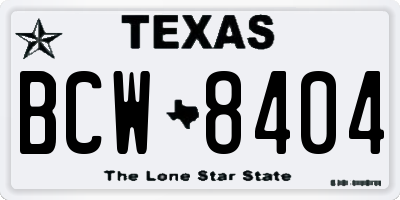 TX license plate BCW8404