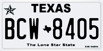TX license plate BCW8405