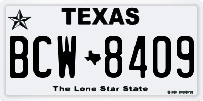 TX license plate BCW8409
